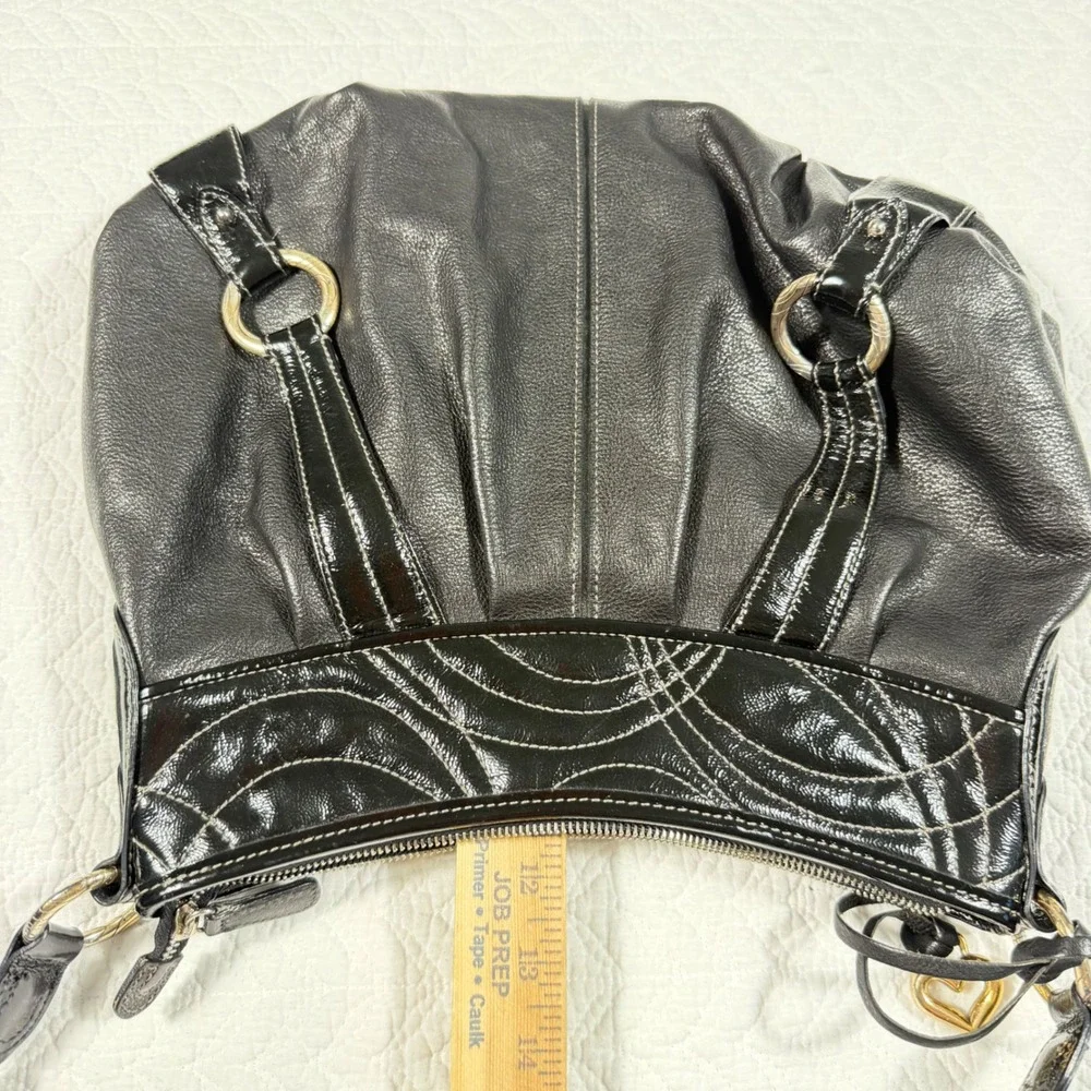 Brighton Womens Hobo Bag Pebbled Patent Leather Braided Black D894479 EUC‎